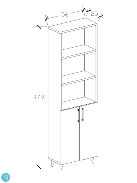 %100 Mdf Kapaklı Tekli Modül Ayaklı Beyaz Ki̇taplık