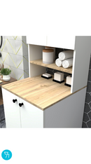 % 100 Mdf Lam Çamaşır Makinesi Dolabı Kapaklı 3 Raflı Üst Dolaplı Banyo Dolabı Beyaz -ceviz